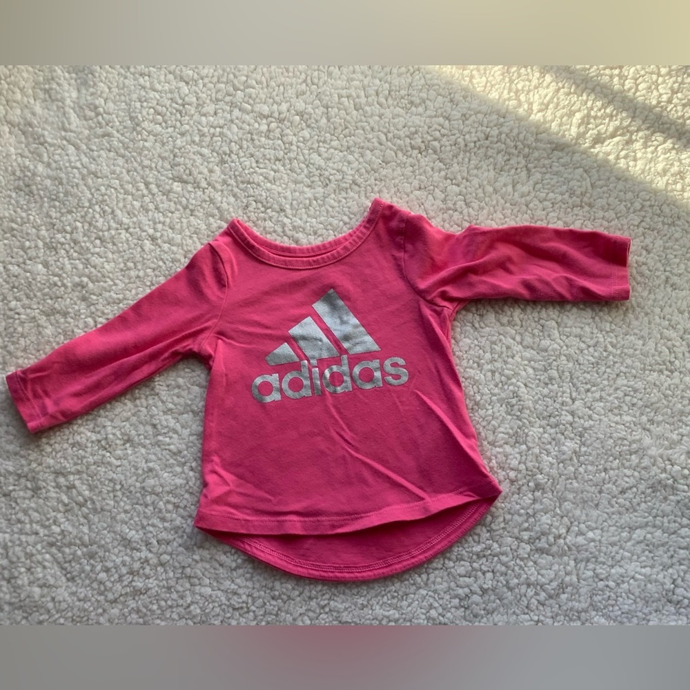 Adidas Logo Pink Long Sleeve Tee 3M